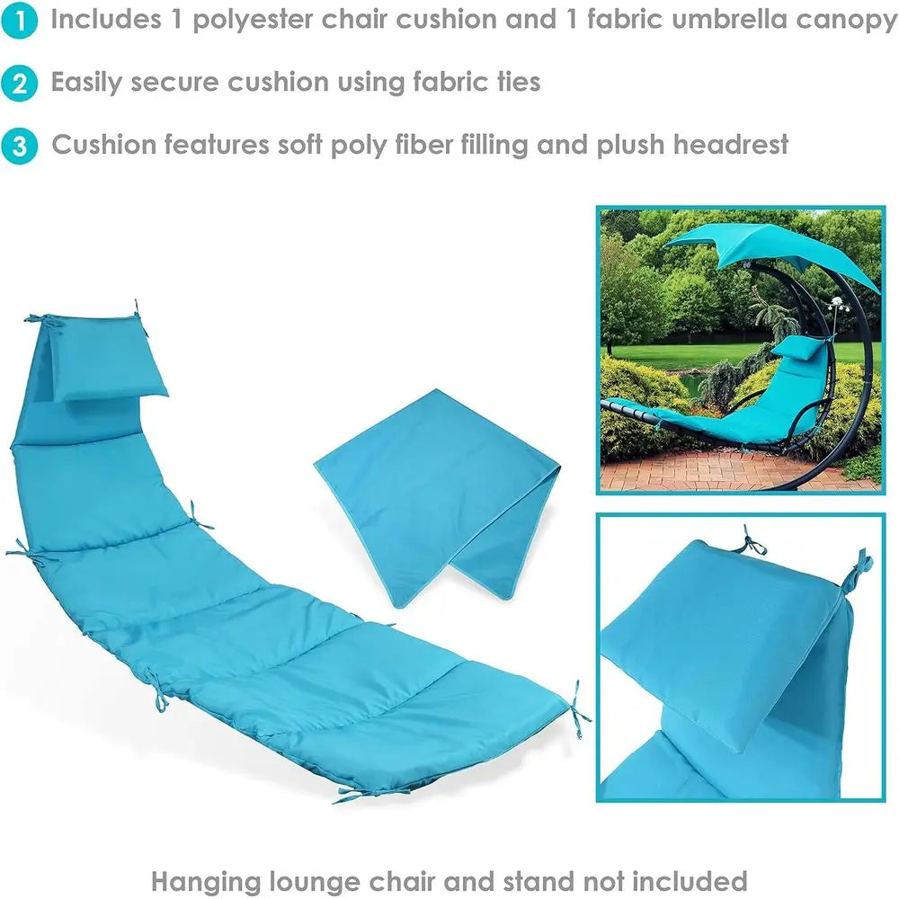 Outdoor Hanging Lounge Chair Replacement Cushion and loating Umbrella abric Only - Curved Swing Chair Cushion Replacement - Teal