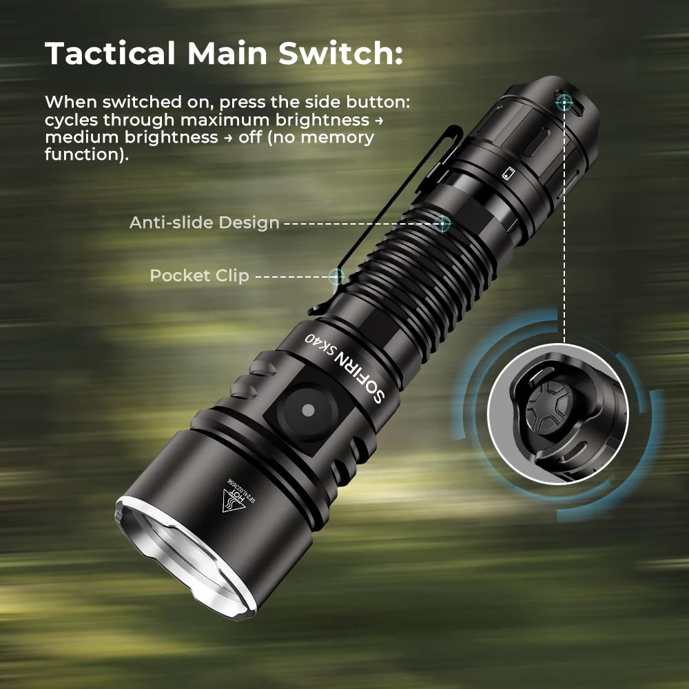 Sofirn Sk40 Tactical Flashlight 3200lm Sft70 Led IP68 Waterproof