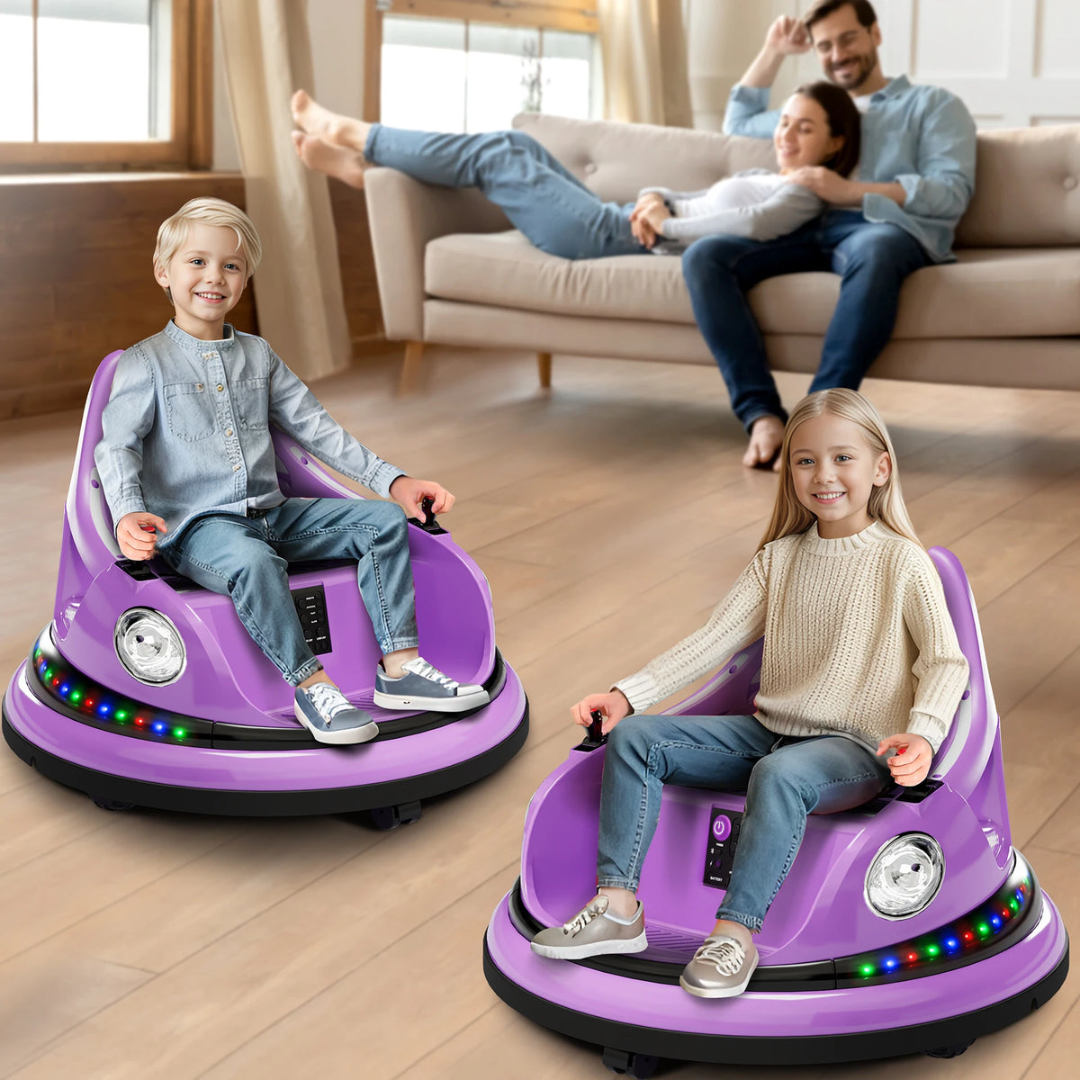 HiMISS Electric Kids Bumper Car With Parent Remote And Spin