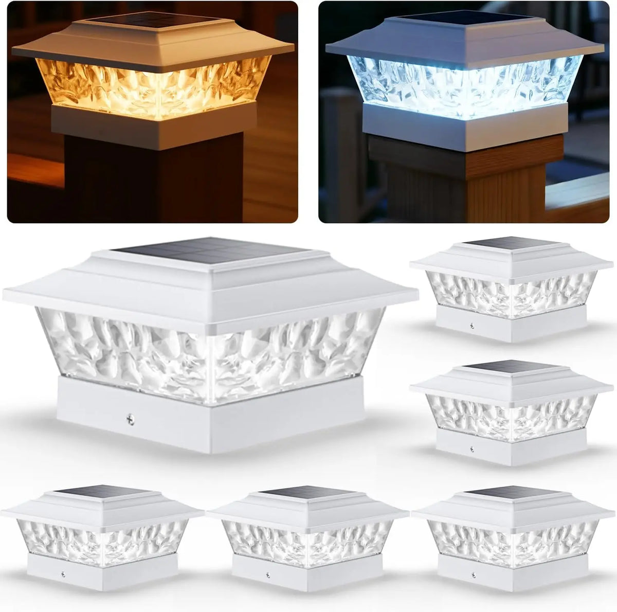 Solar Post Cap Lights With 12 LEDs And Four Modes