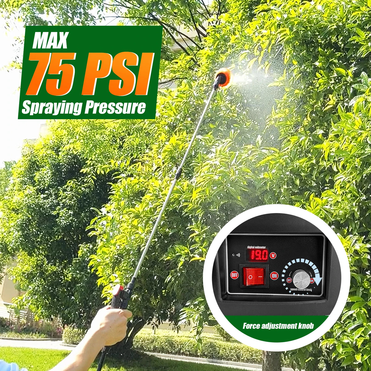21V Cordless Garden Sprayer With Telescopic Wand And Nozzles