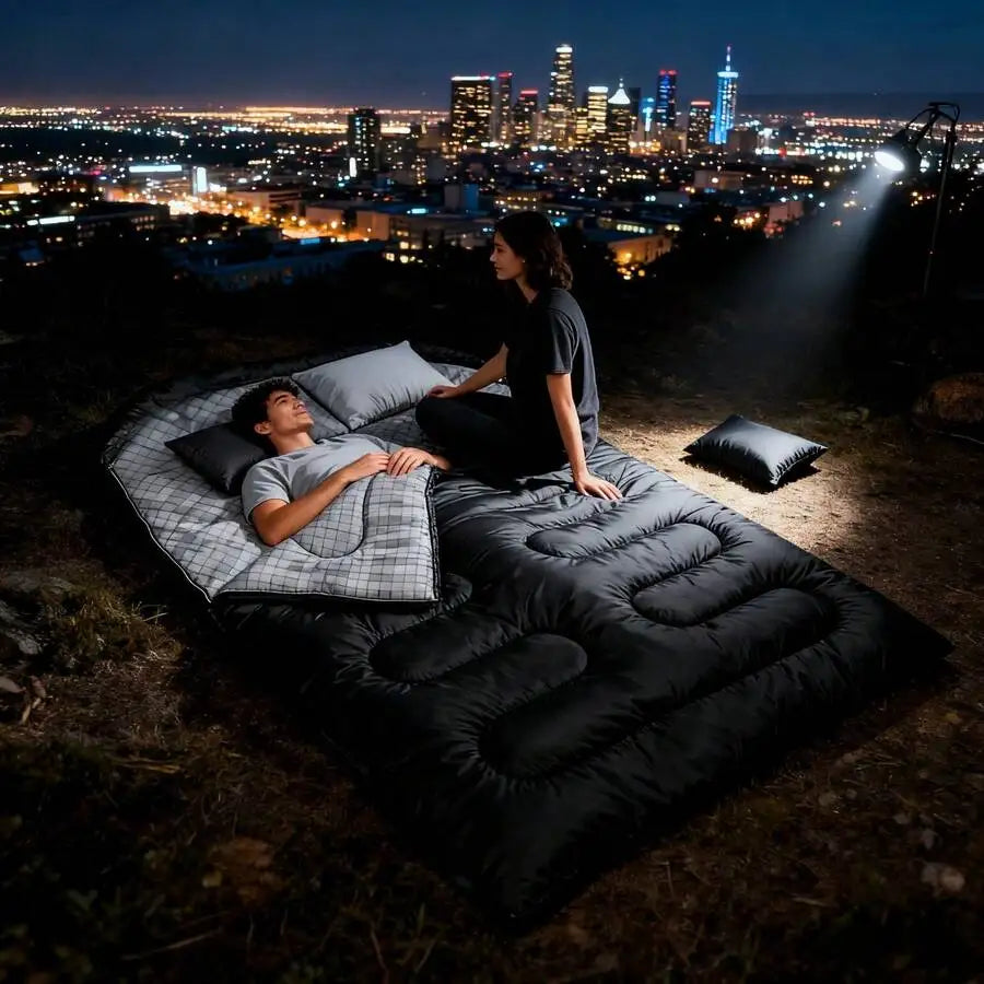 Double Sleeping Bag For Adults Cold Weather Camping And Hiking