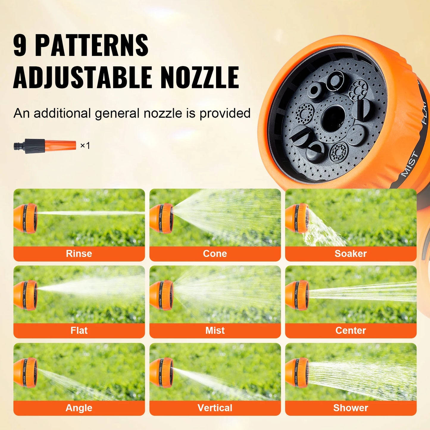 SucceBuy Retractable Garden Hose Reel With 9-Pattern Nozzle And Auto Rewind