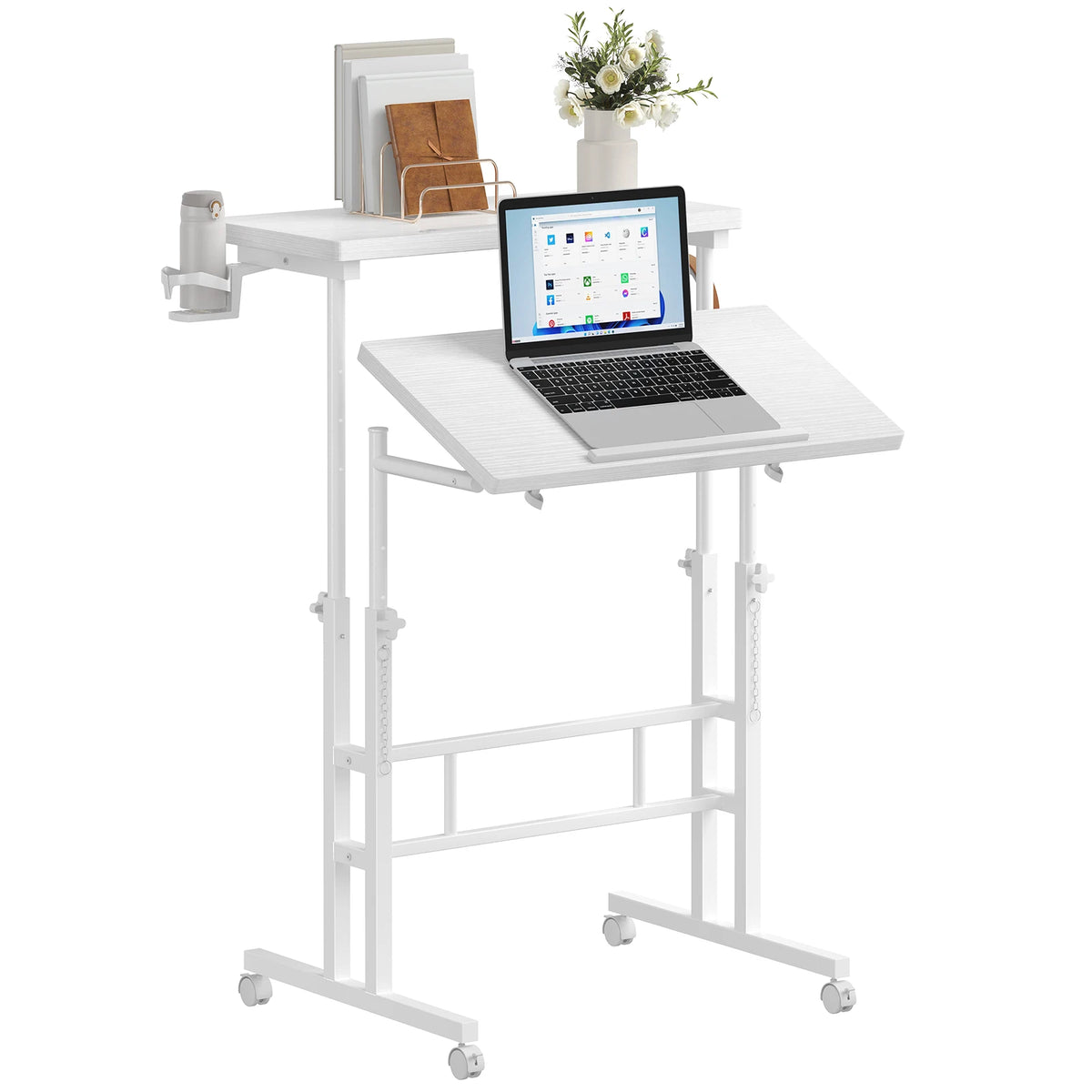MCQ 23.6 Inch Rolling Standing Computer Desk Mobile Ergonomic Height Adjustable Computer Desk Corner Gaming Desk Gaming Table for Home Office Use Workstation