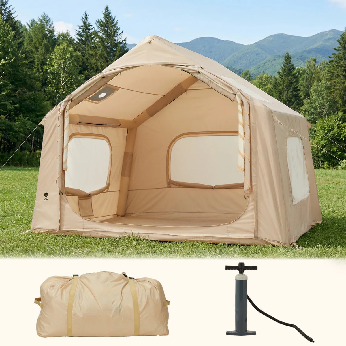 HiMISS Inflatable Camping Tent with Weather Resistant Outdoor Shelter