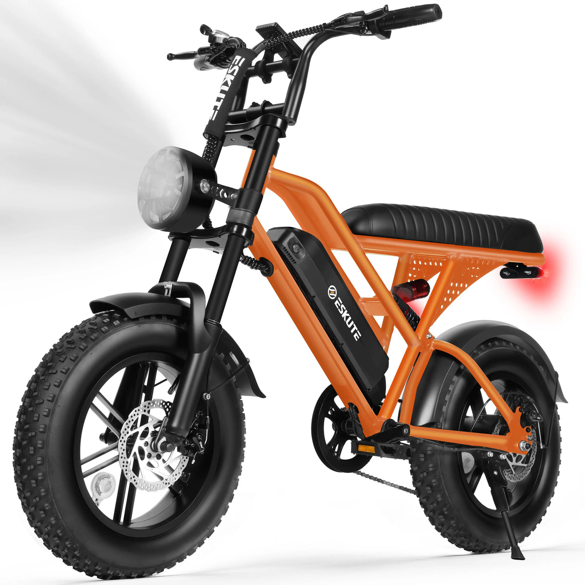 Eskute V100 Electric Dirt Bike, 1500W Peak 20MPH+ 48V13Ah Battery Motorcycle, All Terrain Dual Suspension E Bike , Ebike Up to 60 Miles Range, 16"x4" Fat Tire,  7-Speed，UL2849