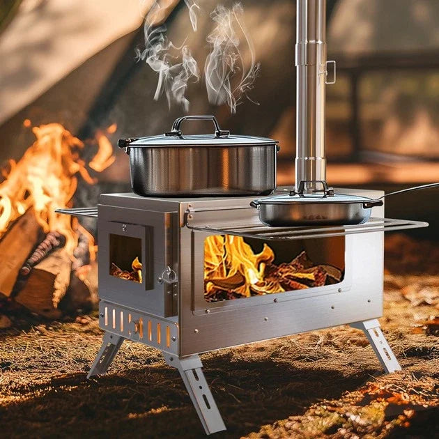 Unho Portable Wood Stove with Stainless Pipes for Tent Camping