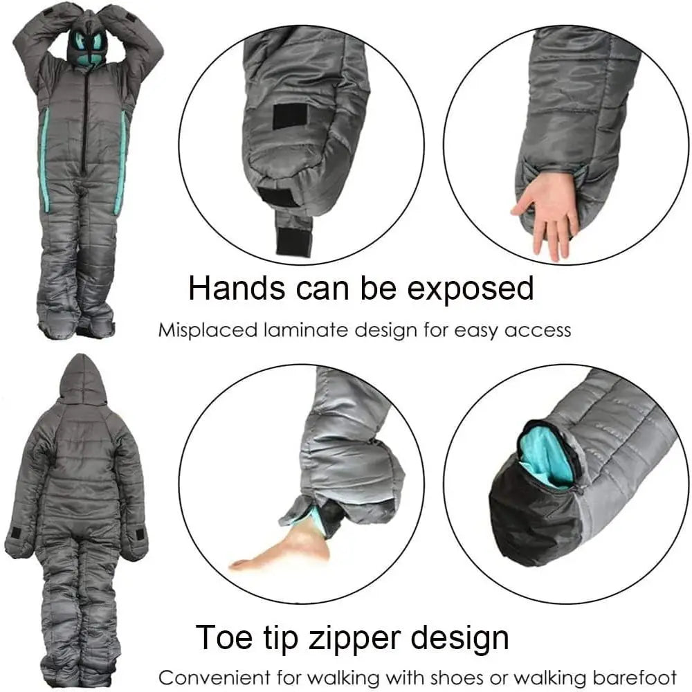 Wearable Sleng Bag 3 Season Alien-Shaped Sleng Bag Camping Adults ull Body Sleep Pouch or Camping,Traveling, Hammocks, Hiking, B