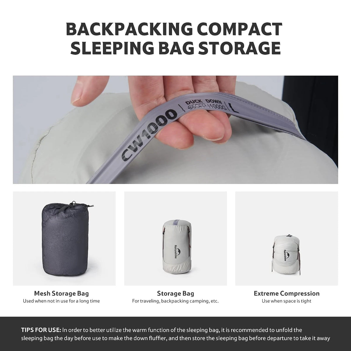 Naturehike Ultralight Duck Down Four Season Sleeping Bag For Hiking