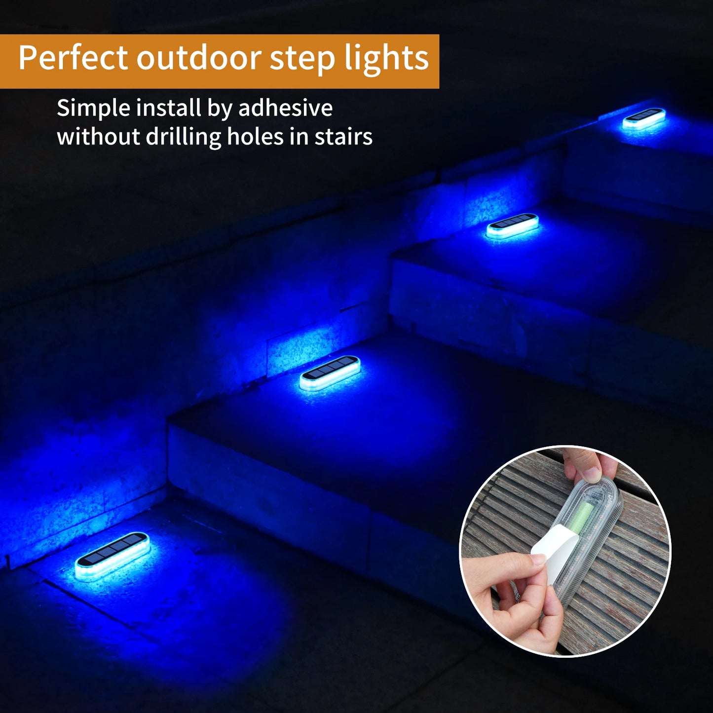 Solar Led Deck Lights Four Pack Waterproof Outdoor Automatic Control