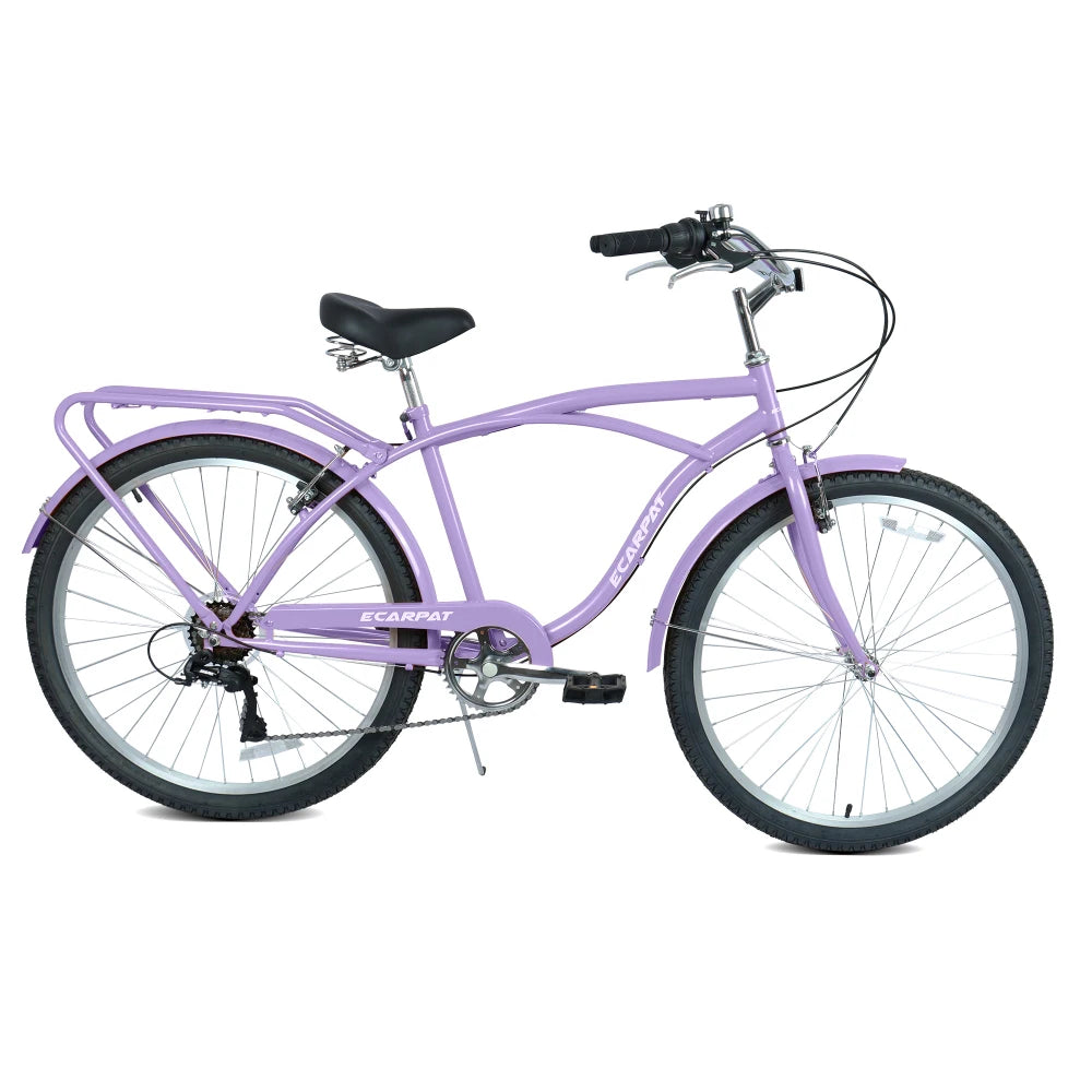 Beach Cruiser Bicycle With Steel Frame And 7 Speed Gearing
