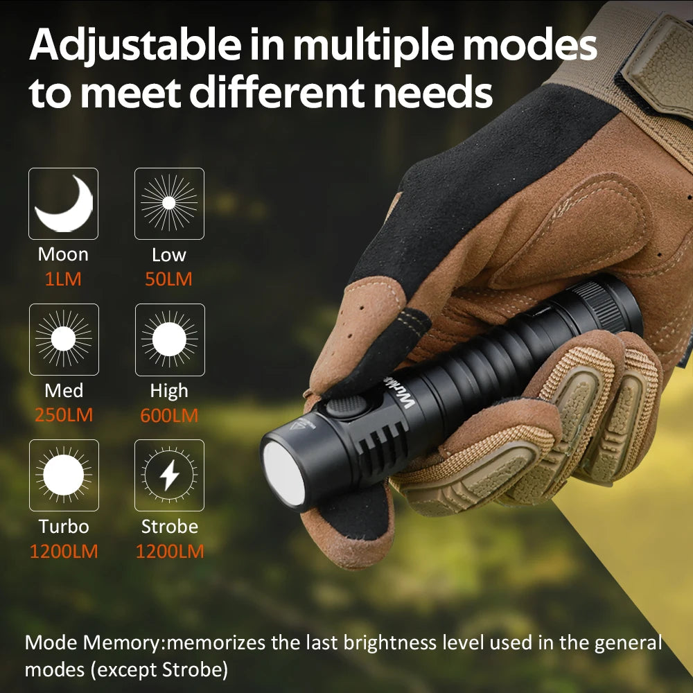 Wurkkos FC11C USB C Rechargeable EDC Flashlight 1200 Lumens