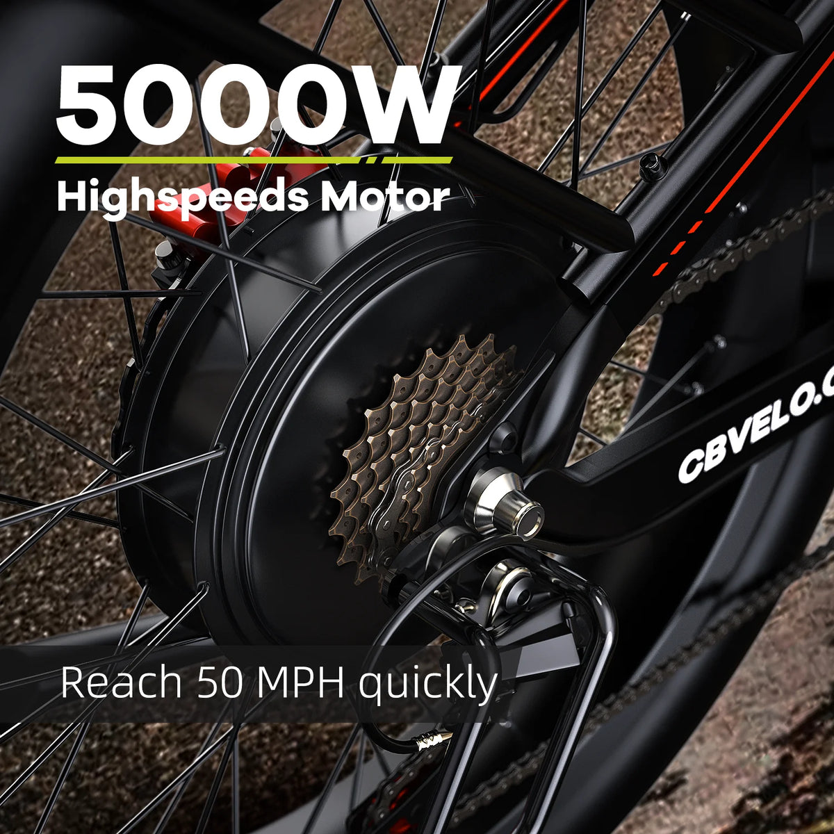 Cybervelo 5000W Peak Fat Tire Electric Bike 26"x4.0 All Terrain Mountain Commuter Ebike 7-Speed Up to 120 Miles 52V 40Ah/60V 50Ah Battery EK9