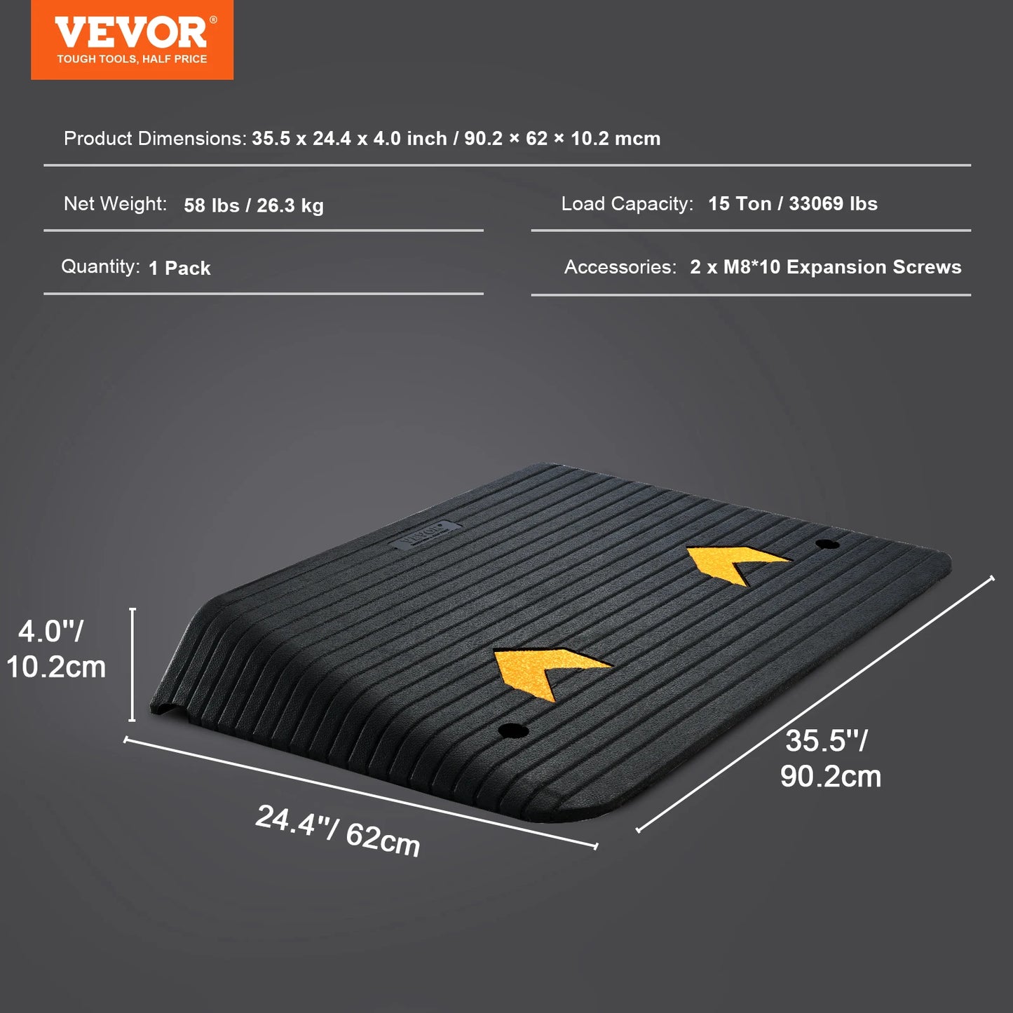 SucceBuy Portable Non-Slip Rubber Driveway Curb Ramps