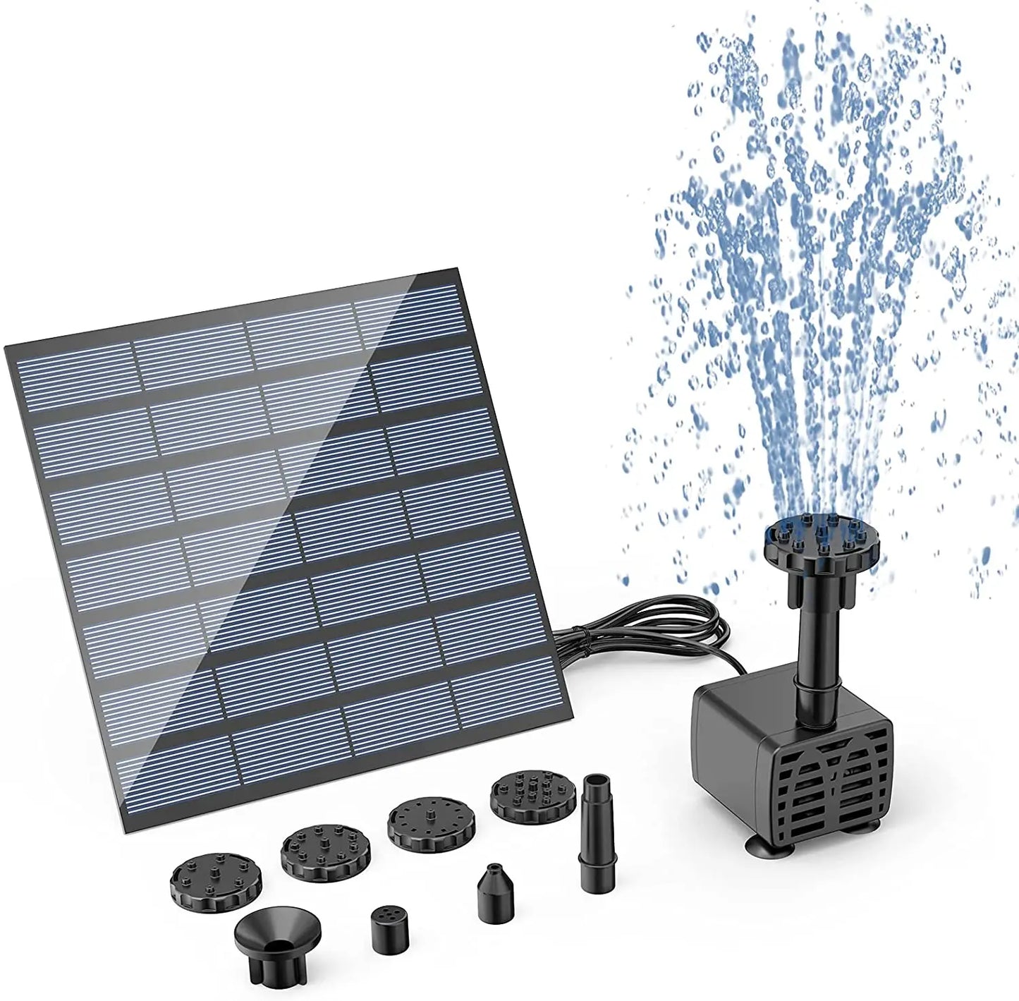 Solar Powered Fountain Pump Kit With Six Nozzles For Pond