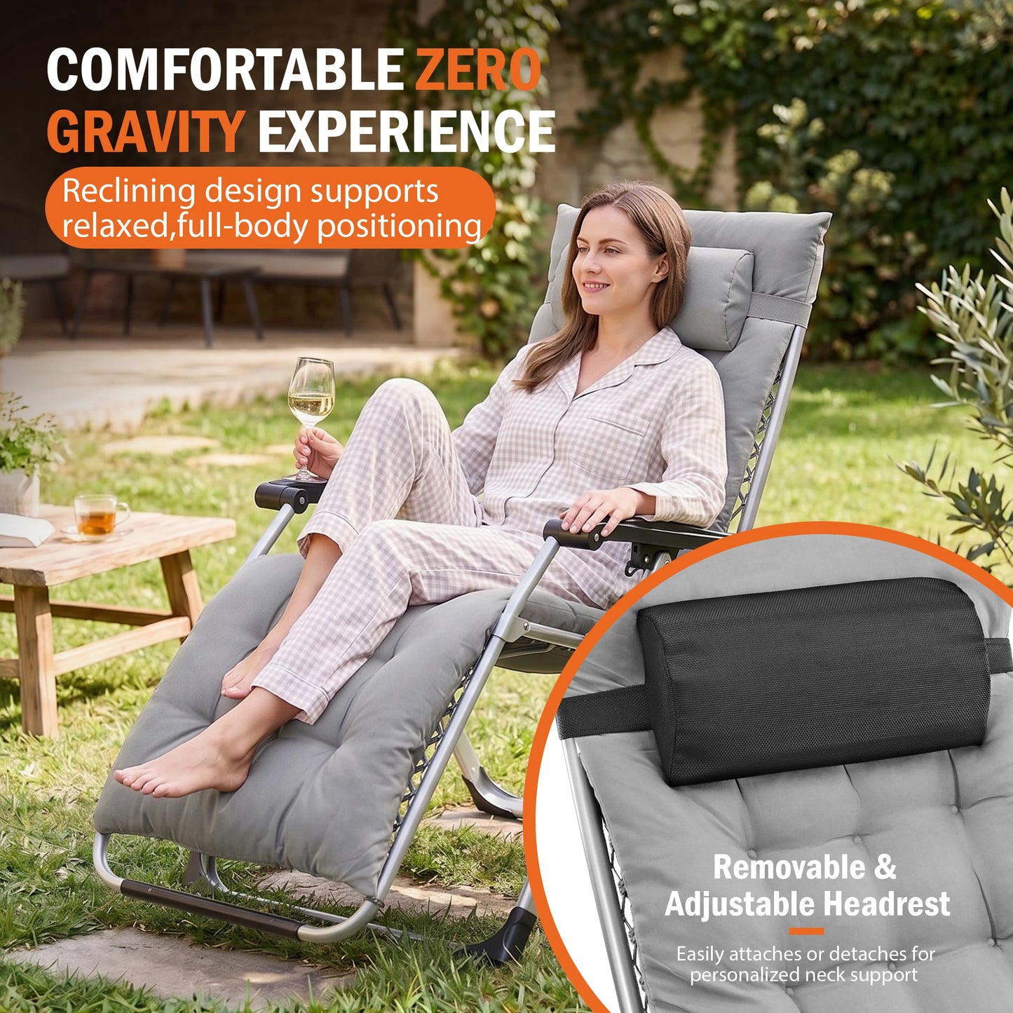 JHK Zero Gravity Reclining Folding Camping Patio Lounge Chair
