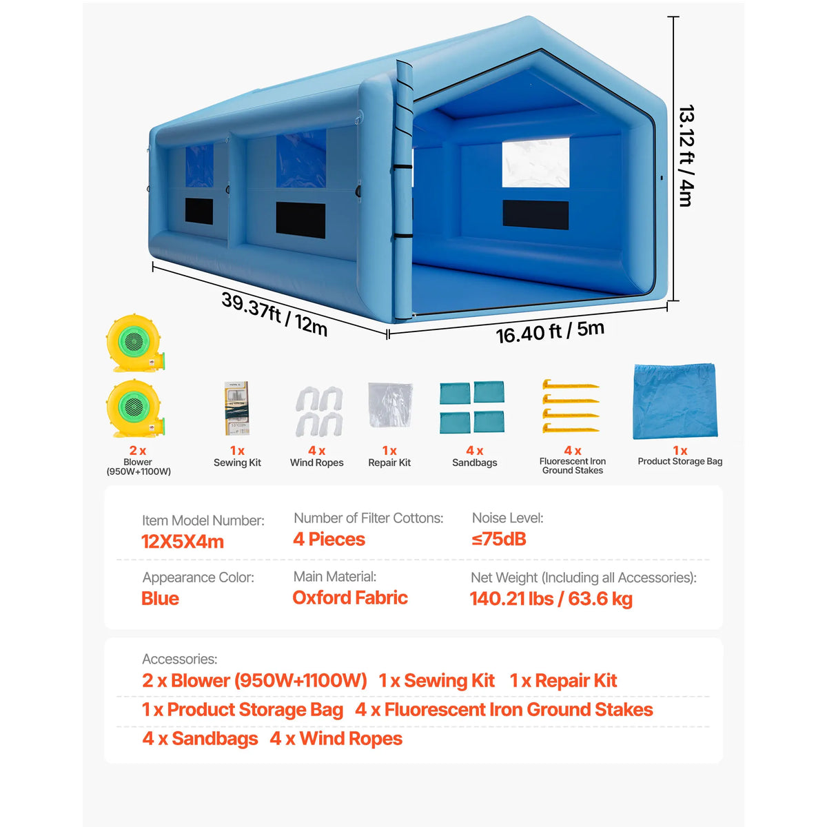 SucceBuy Inflatable Paint Booth With Blower And Air Filtration