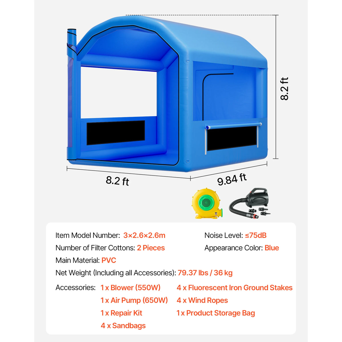 SucceBuy Inflatable Paint Booth With Blower And Air Filtration