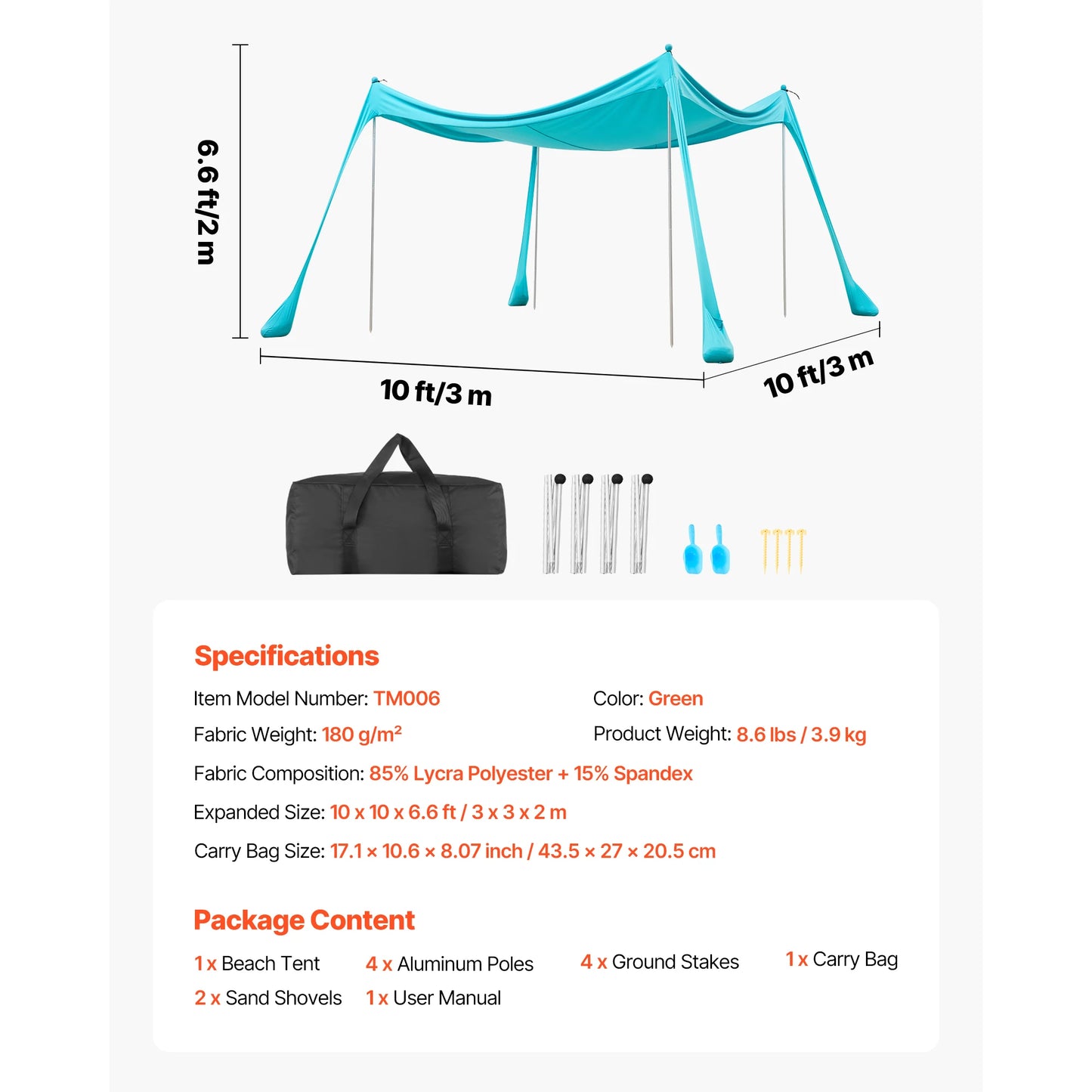 SucceBuy Portable Pop Up Beach Tent With UPF50 Sun Protection
