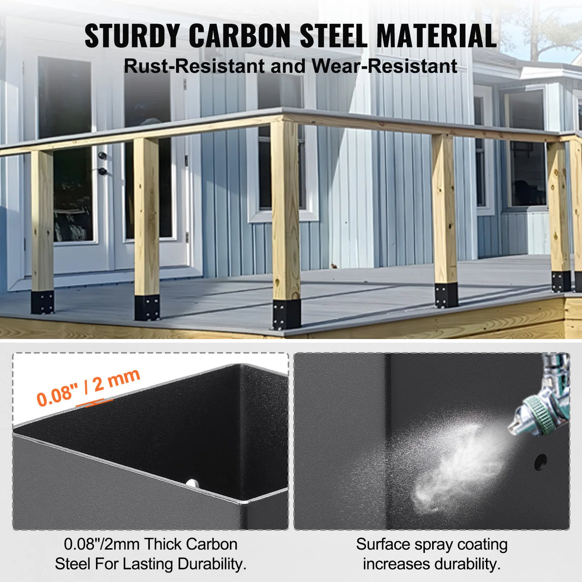 Sturdy Carbon Steel Post Base Brackets for Outdoor Deck Projects