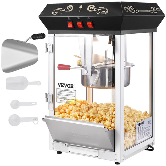 SucceBuy Popcorn Popper Maker Machine 8 Oz Kettle Makes 48 Cups per Batch Countertop Includes 4 Scoops Movie Theater Style