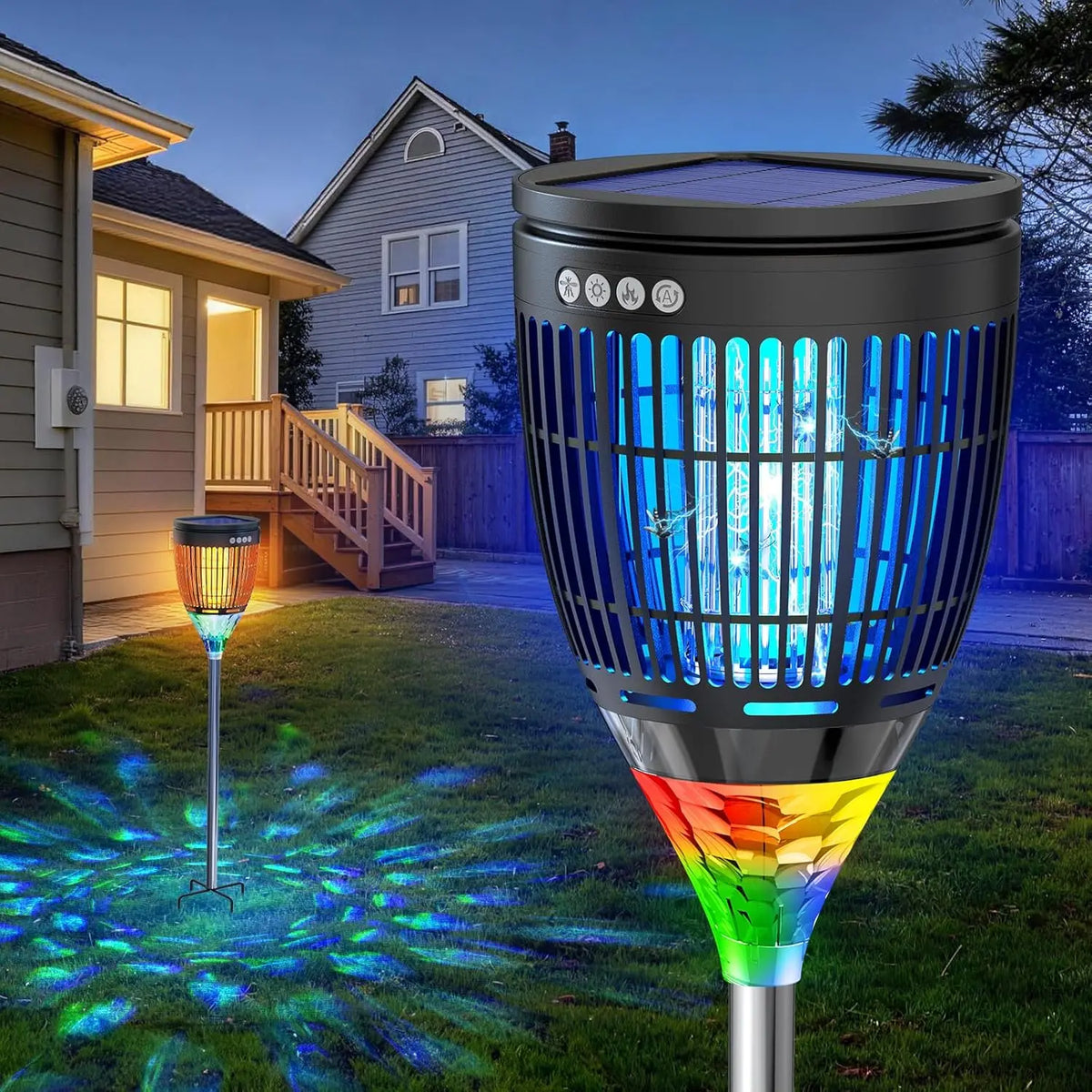 Solar 3-in-1 Bug Zapper With Flame Light RGB Projector