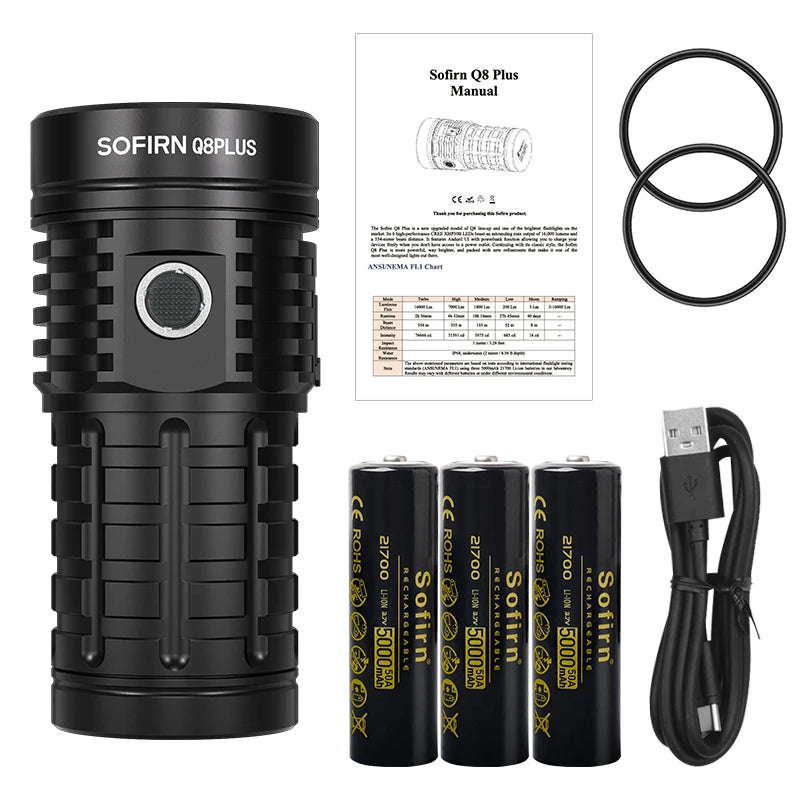 Sofirn Q8 Plus Led Flashlight 16000 Lumens Usb Rechargeable