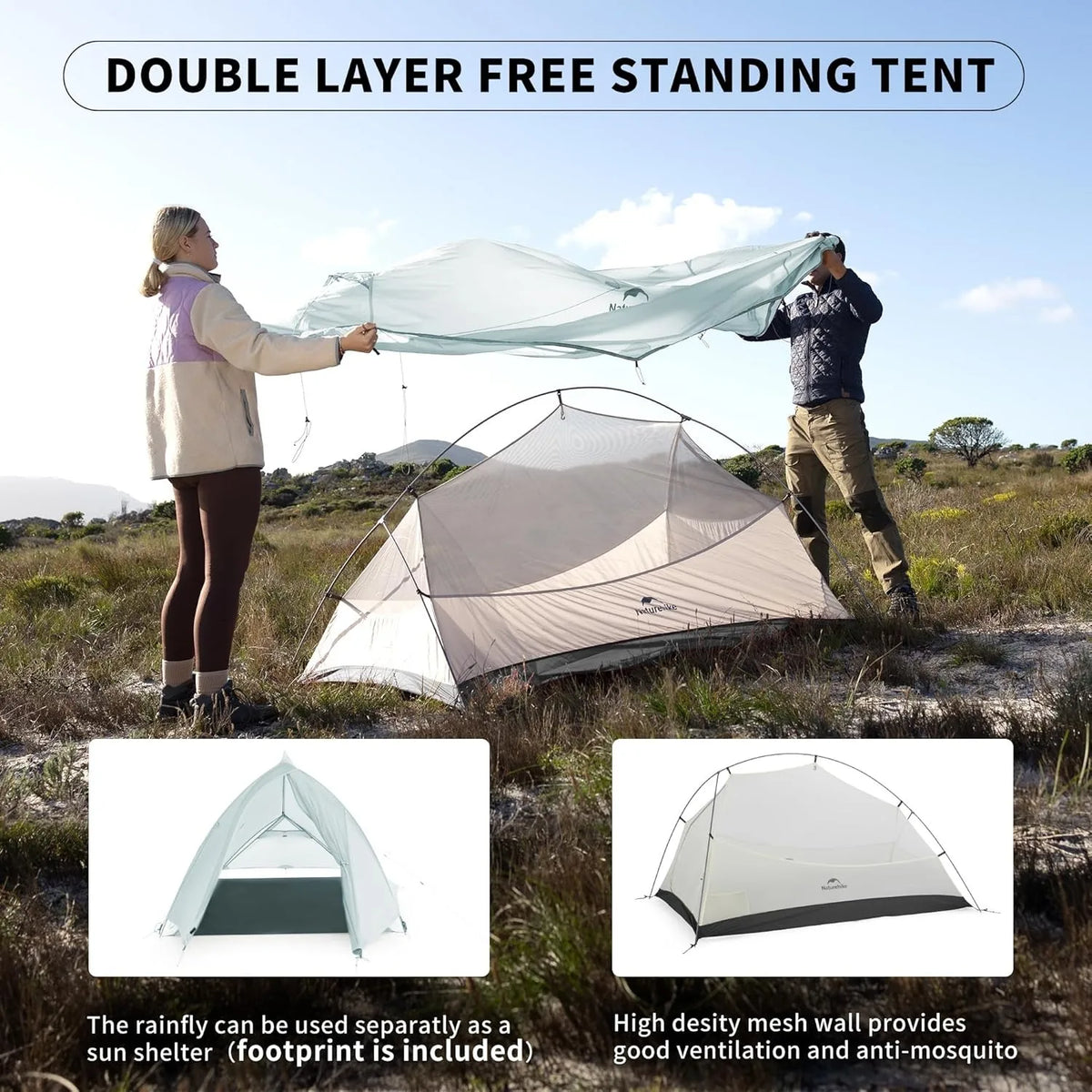 Naturehike Ultralight Double Layer Waterproof Backpacking Tent for Hiking