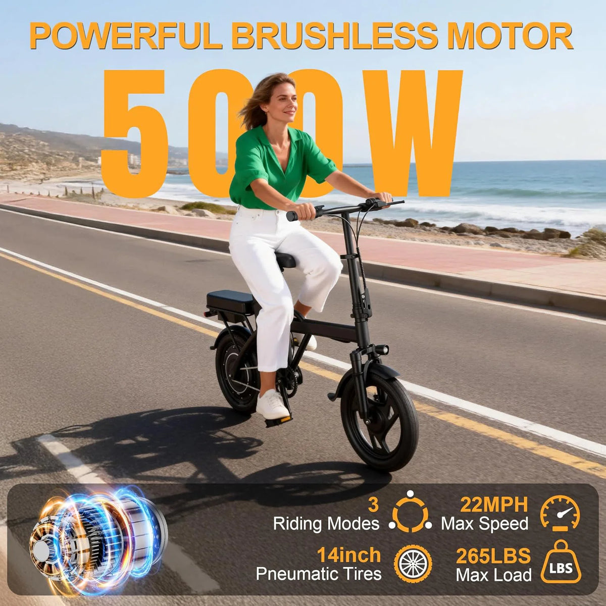 Ladped Foldable Mini Electric Bike With 500W Motor Dual Seat