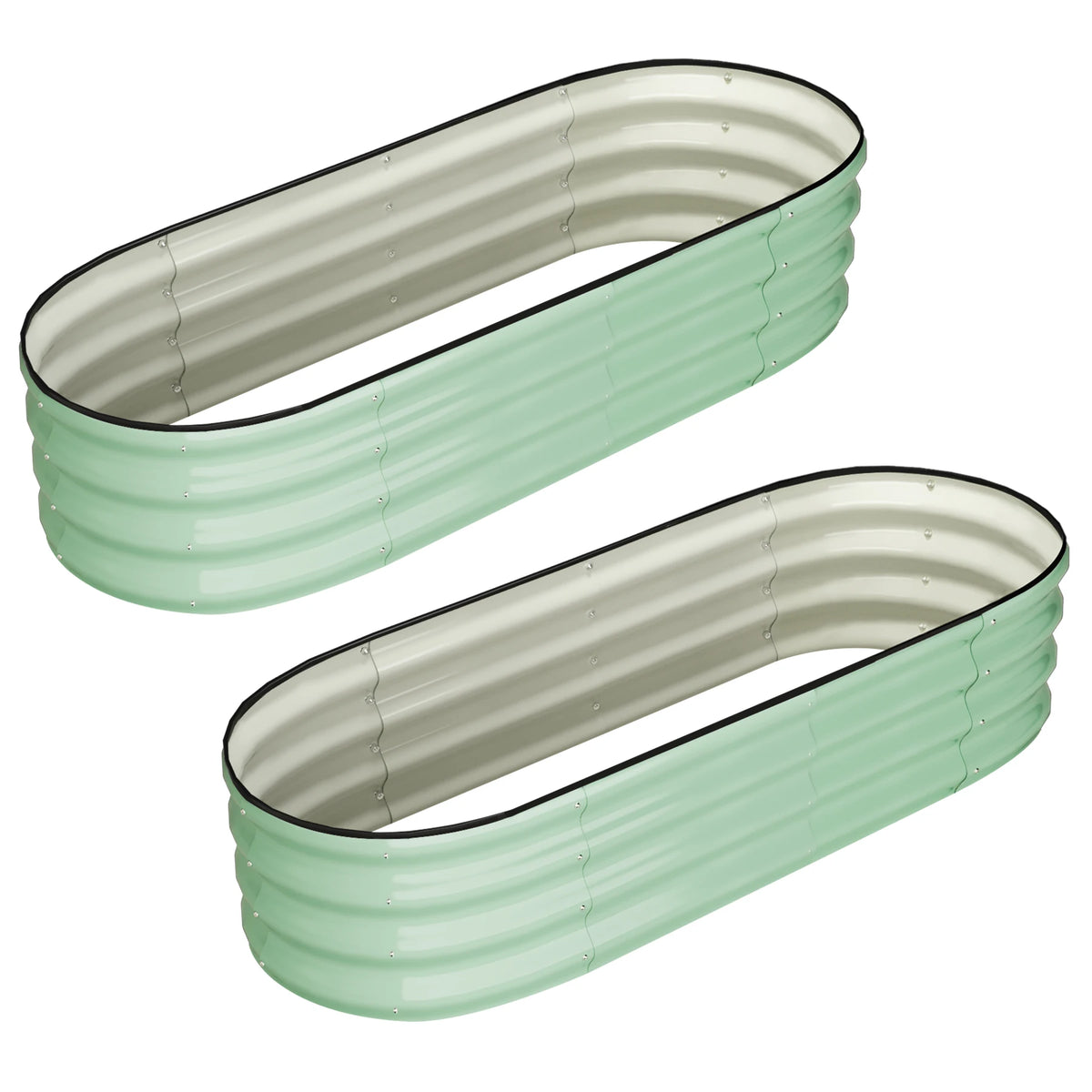 HiMiss Oval Galvanized Steel Raised Garden Bed Planter