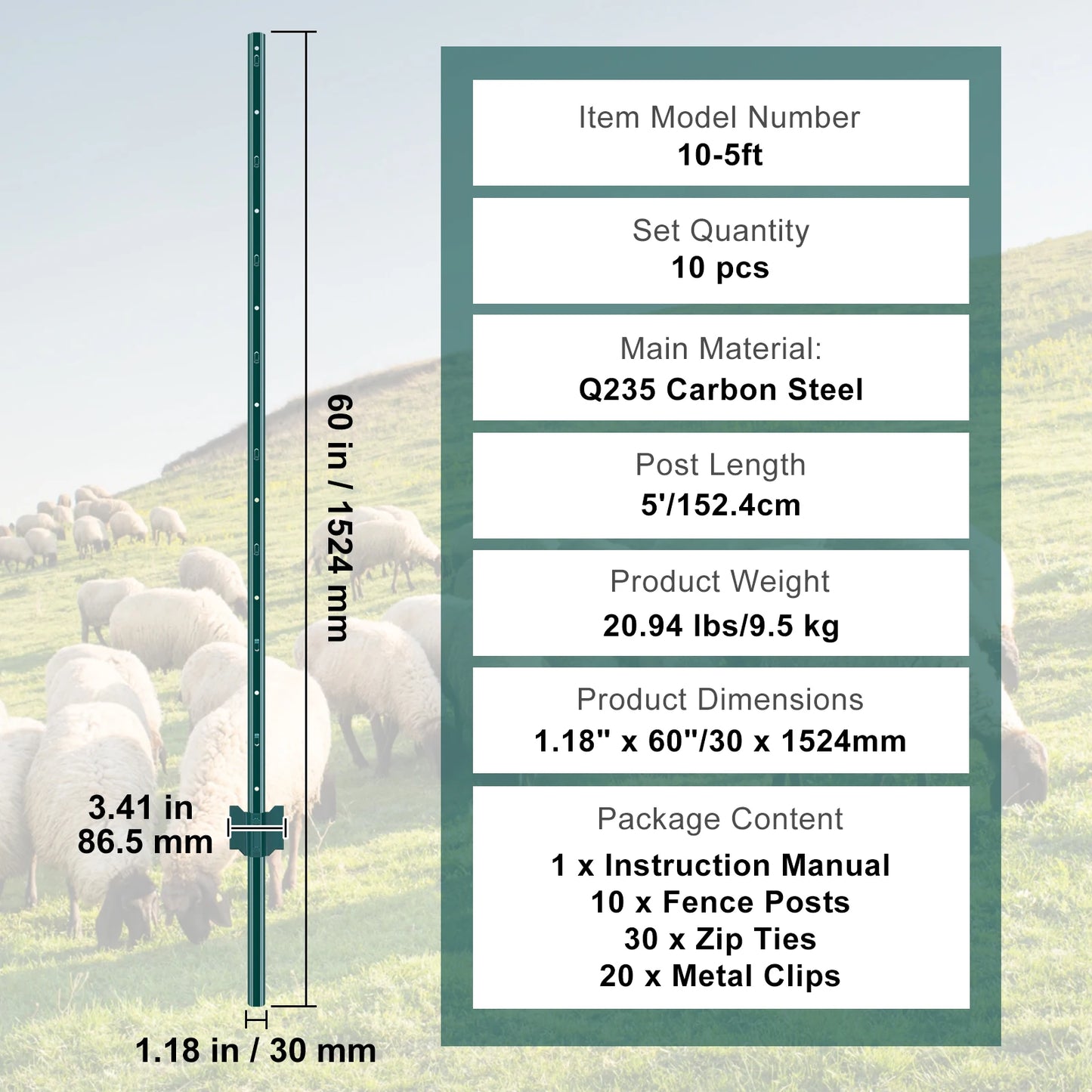 SucceBuy Heavy Duty T Post Steel Fence Stakes For Outdoor Use
