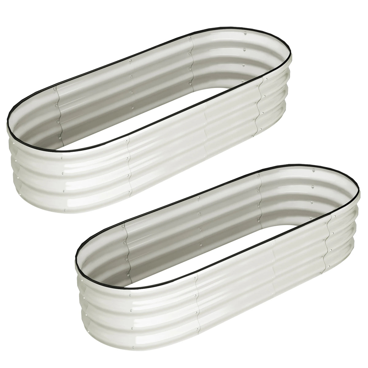 HiMiss Oval Galvanized Steel Raised Garden Bed Planter