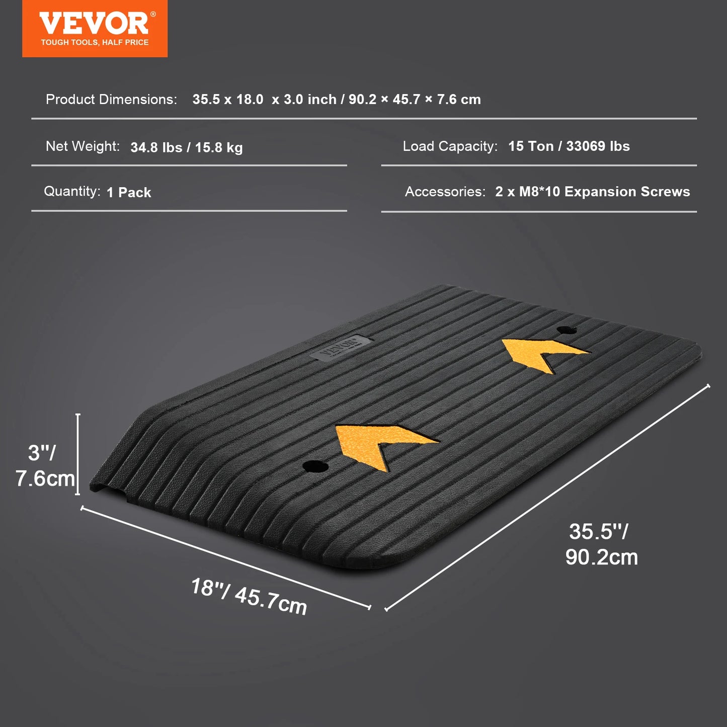 SucceBuy Portable Non-Slip Rubber Driveway Curb Ramps