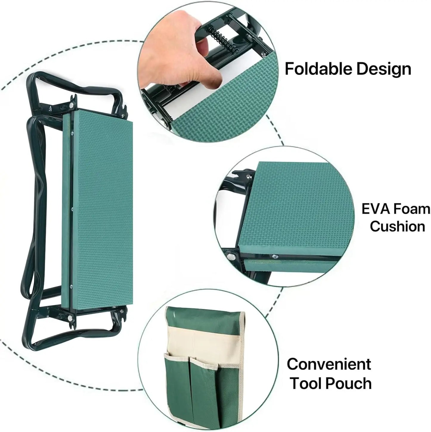 Foldable Dual Purpose Garden Kneeler With Tool Storage Bag