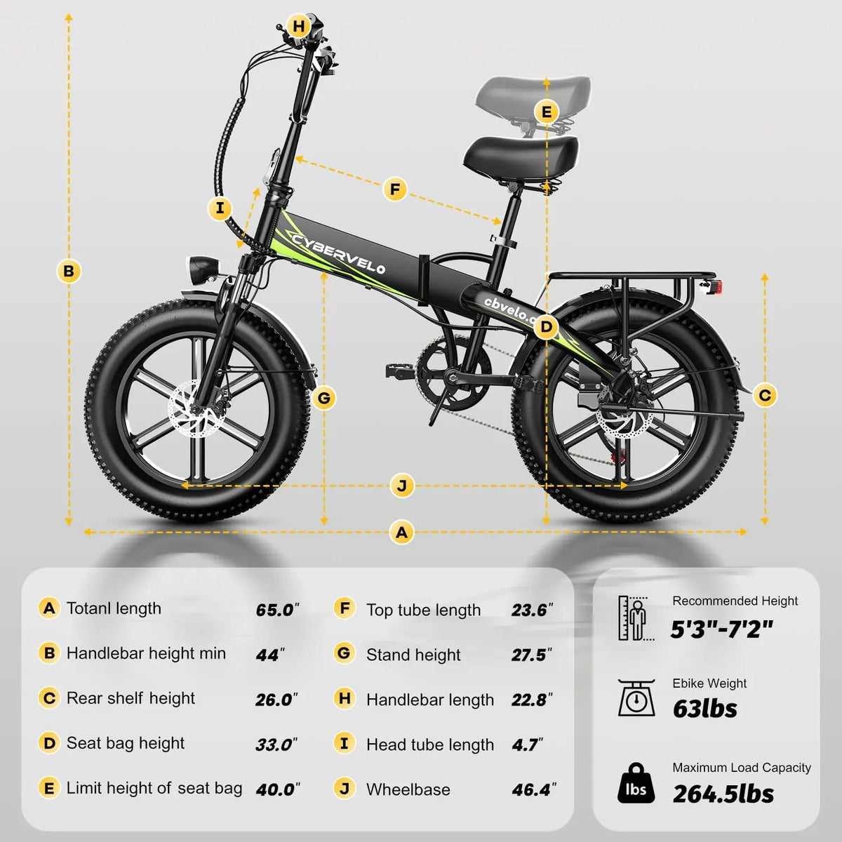 Cybervelo 20" 1000W Foldable Moutain Sand Off Road E-Bike Bulit-in Battery 80 Miles+ Long Range Electric-Bike for Adult EK5