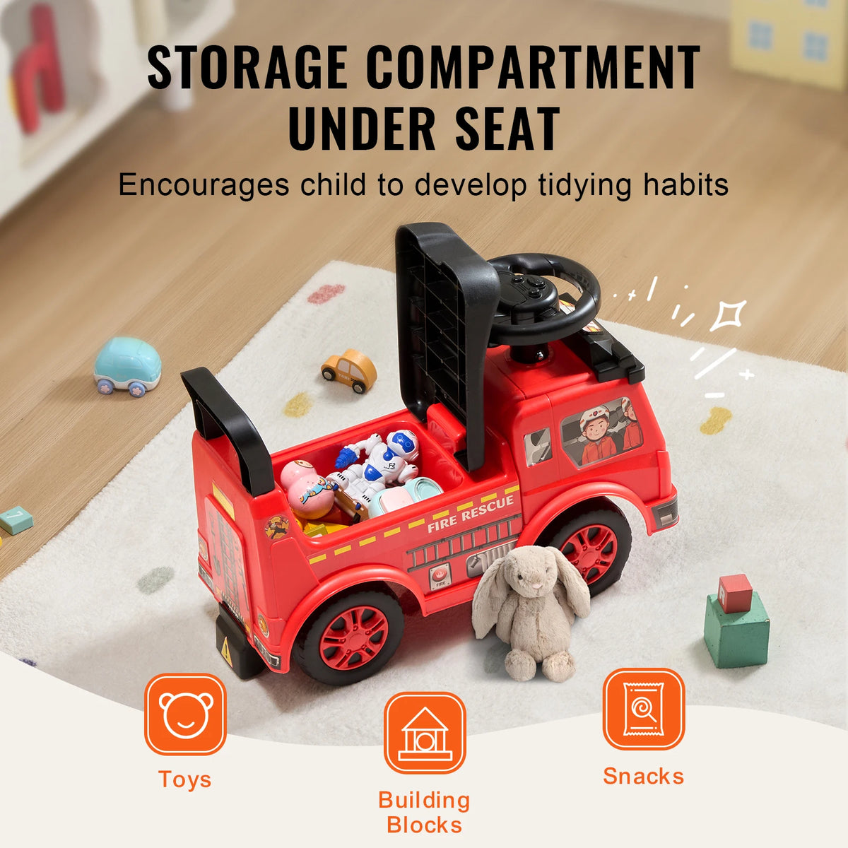 SucceBuy Toddler Ride On Push Car With Steering Wheel Storage