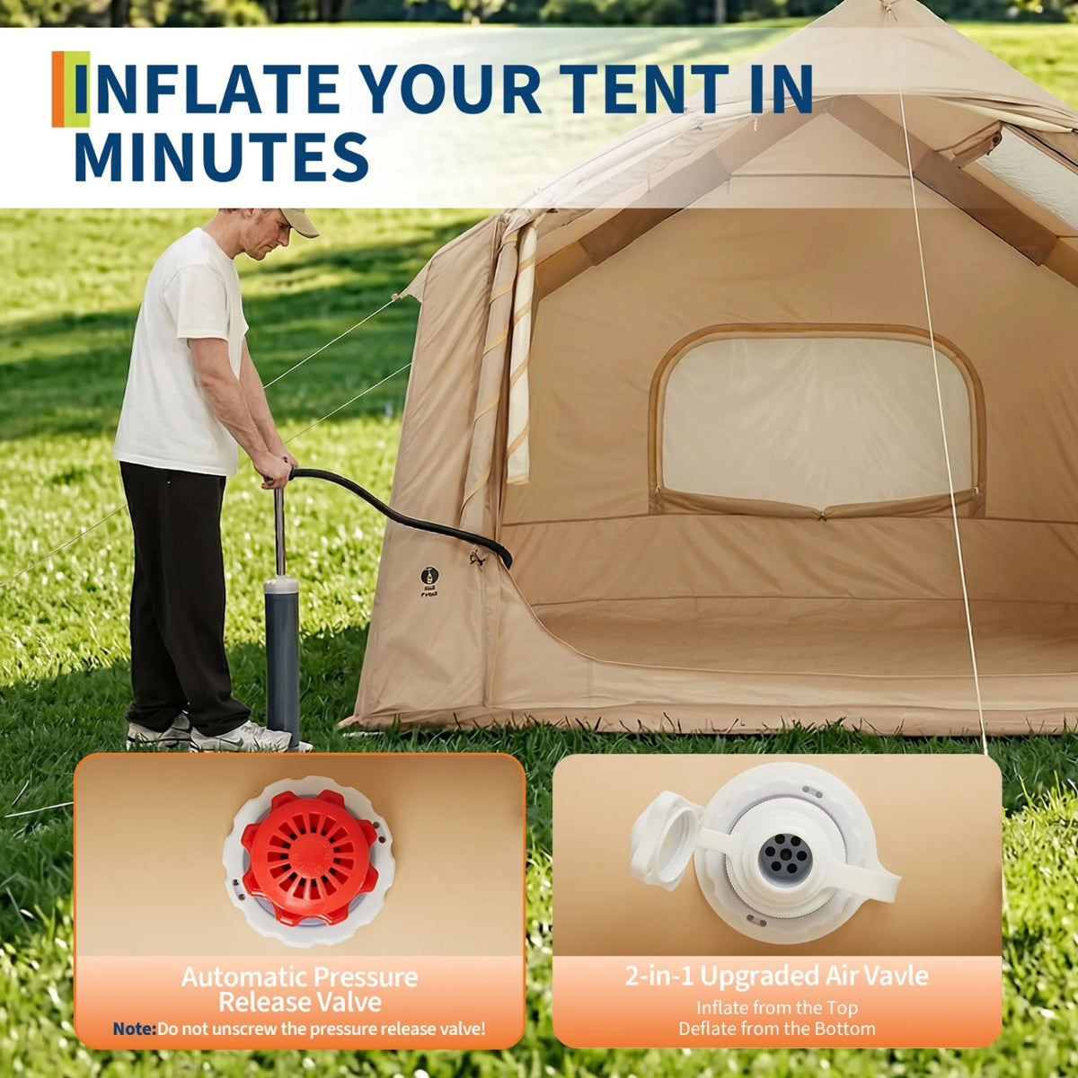 HiMISS Inflatable Camping Tent with Weather Resistant Outdoor Shelter
