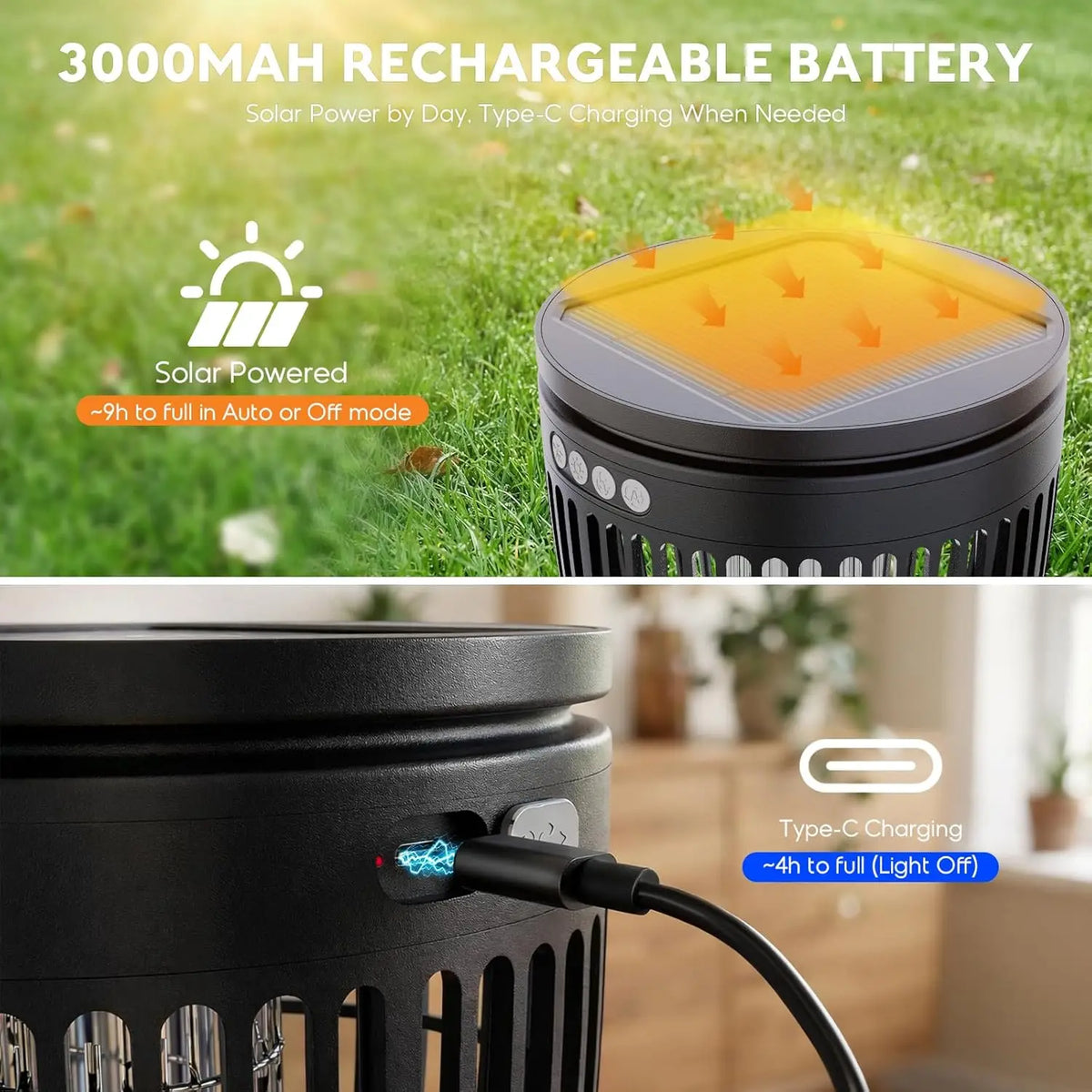 Solar 3-in-1 Bug Zapper With Flame Light RGB Projector