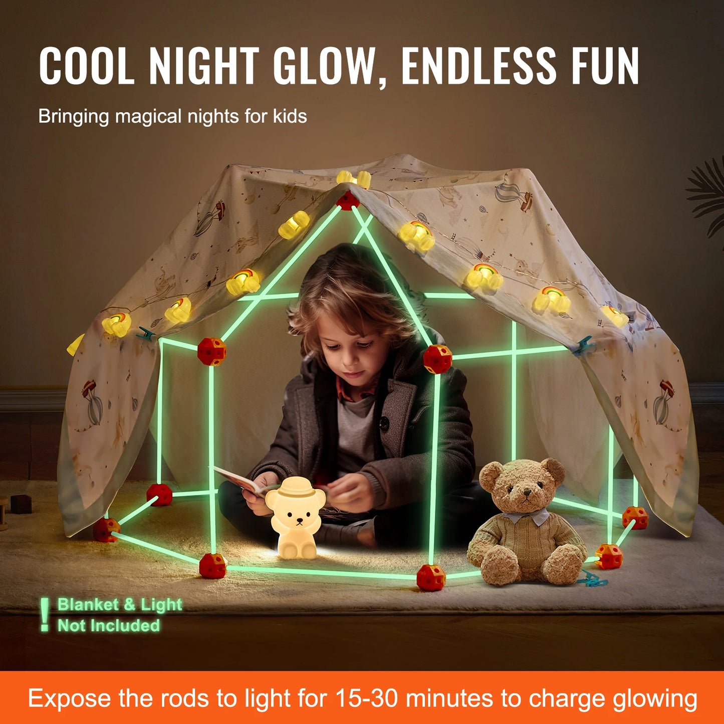 SucceBuy Fort Building Kit With Rods And Balls For Kids
