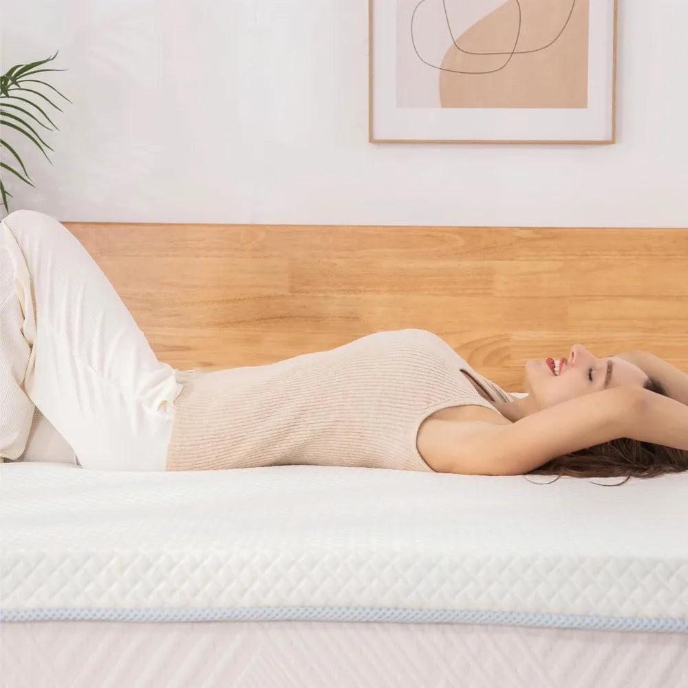 Gel Memory Foam Mattress Topper, 3 Inch Full With Removable Breathable Soft Cover, Cooling Bed Topper For Comfort Body Suppo