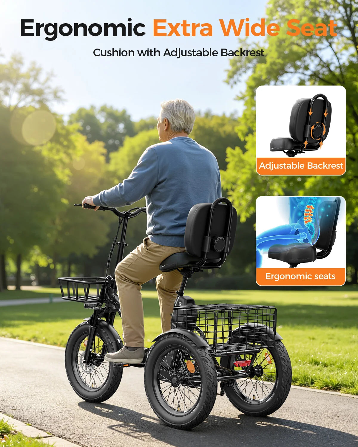 EILLEO SPACEWALK Folding Adult Electric Tricycle With Cargo Basket