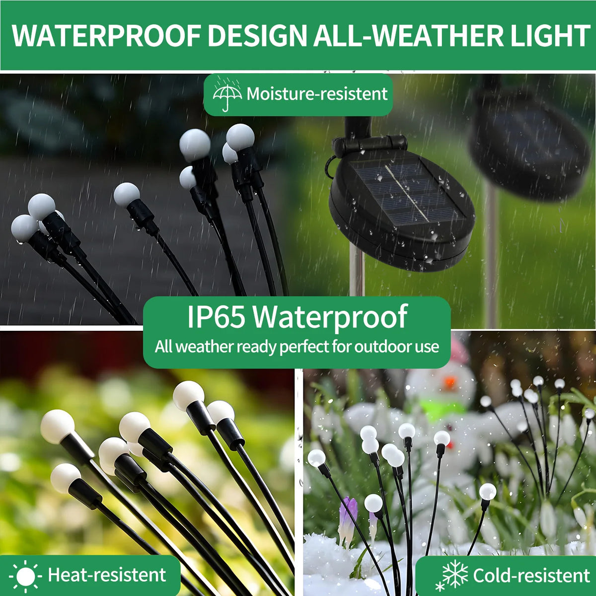 8 Head Solar Firefly Garden Lights Waterproof Flame Led Patio Yard
