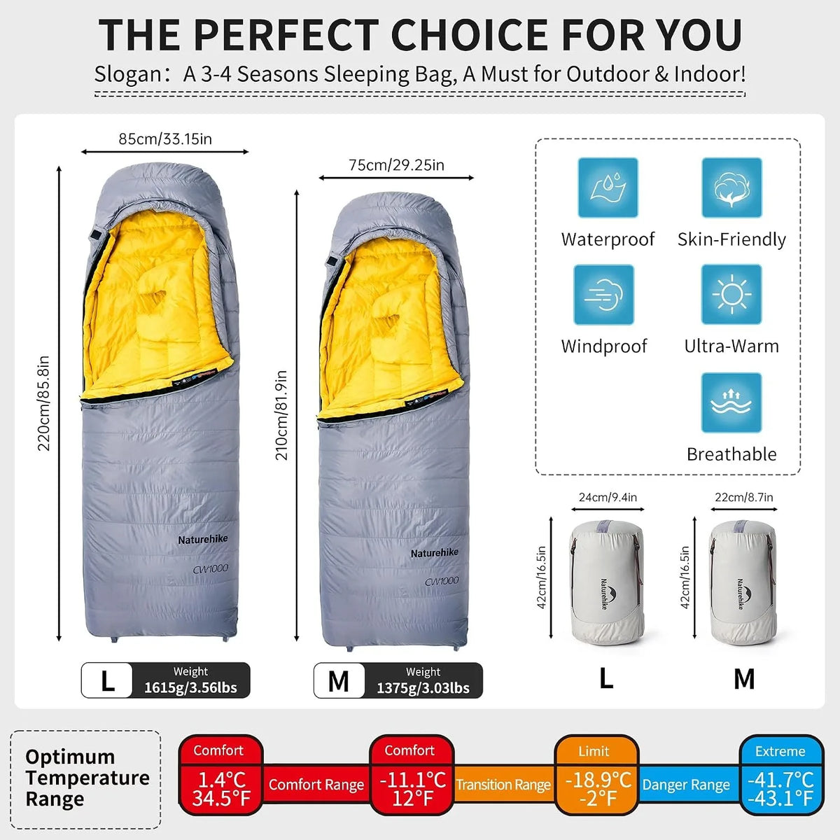 Naturehike Ultralight Duck Down Four Season Sleeping Bag For Hiking