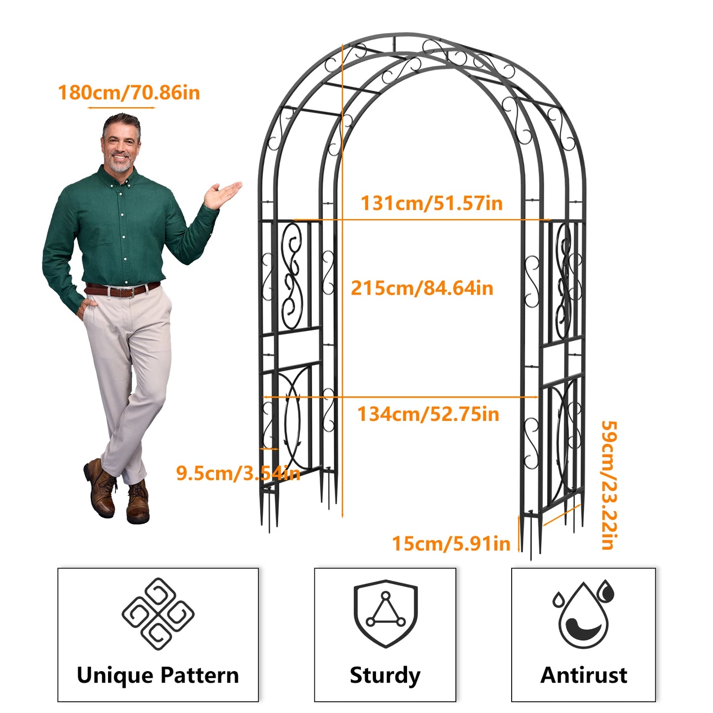 Heavy Duty Metal Garden Arbor Plant Trellis Frame for Climbing Vines