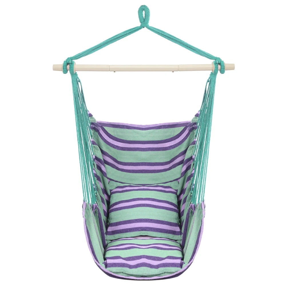 Outdoor Hanging Rope Chair With Soft Pillows For Garden