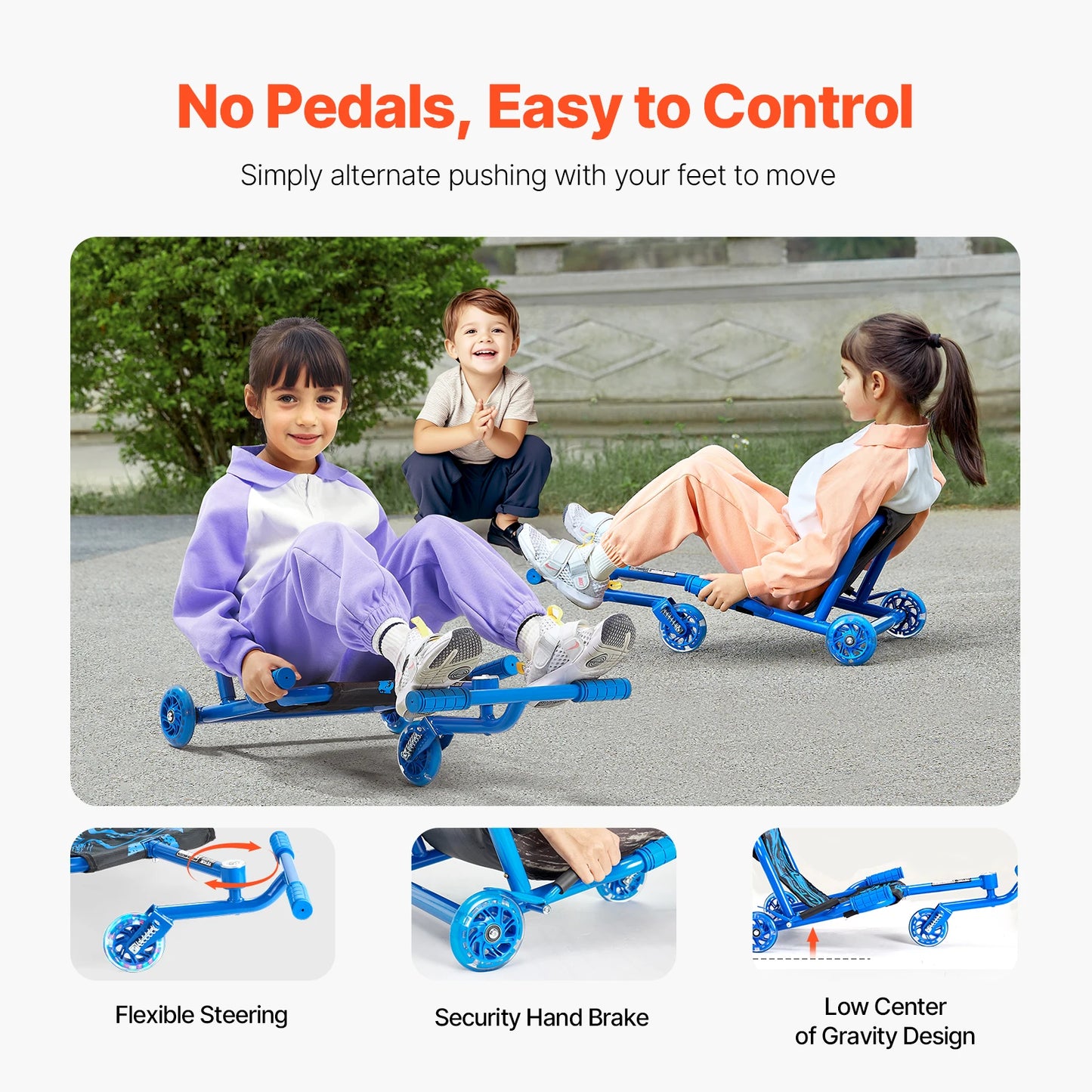 SucceBuy Ride On Scooter Zig Zag Motion Drifting Toy