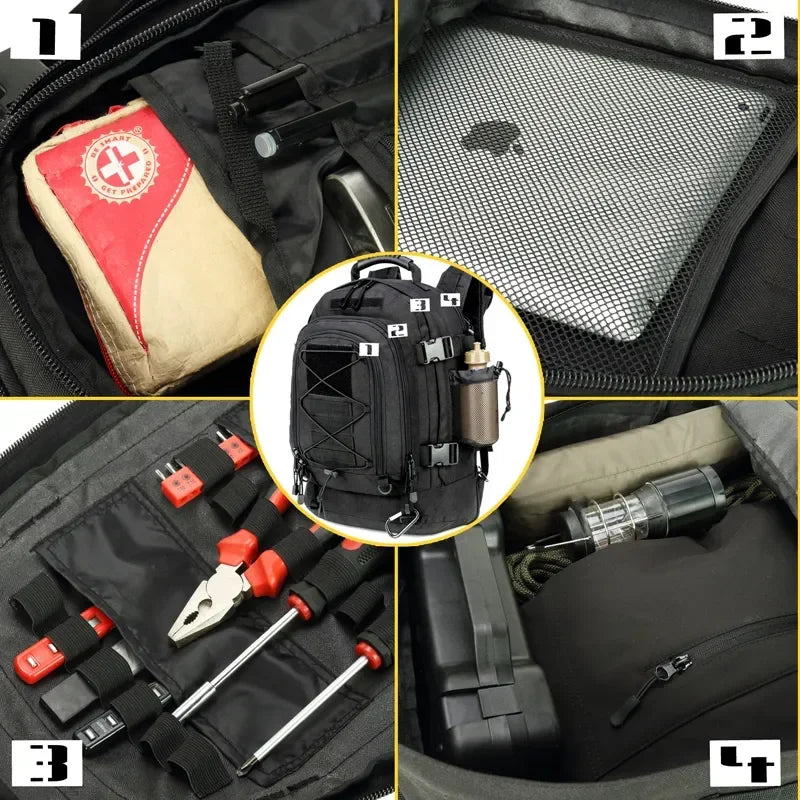 Water Resistant Nylon Tactical Backpack For Outdoor Hiking Travel