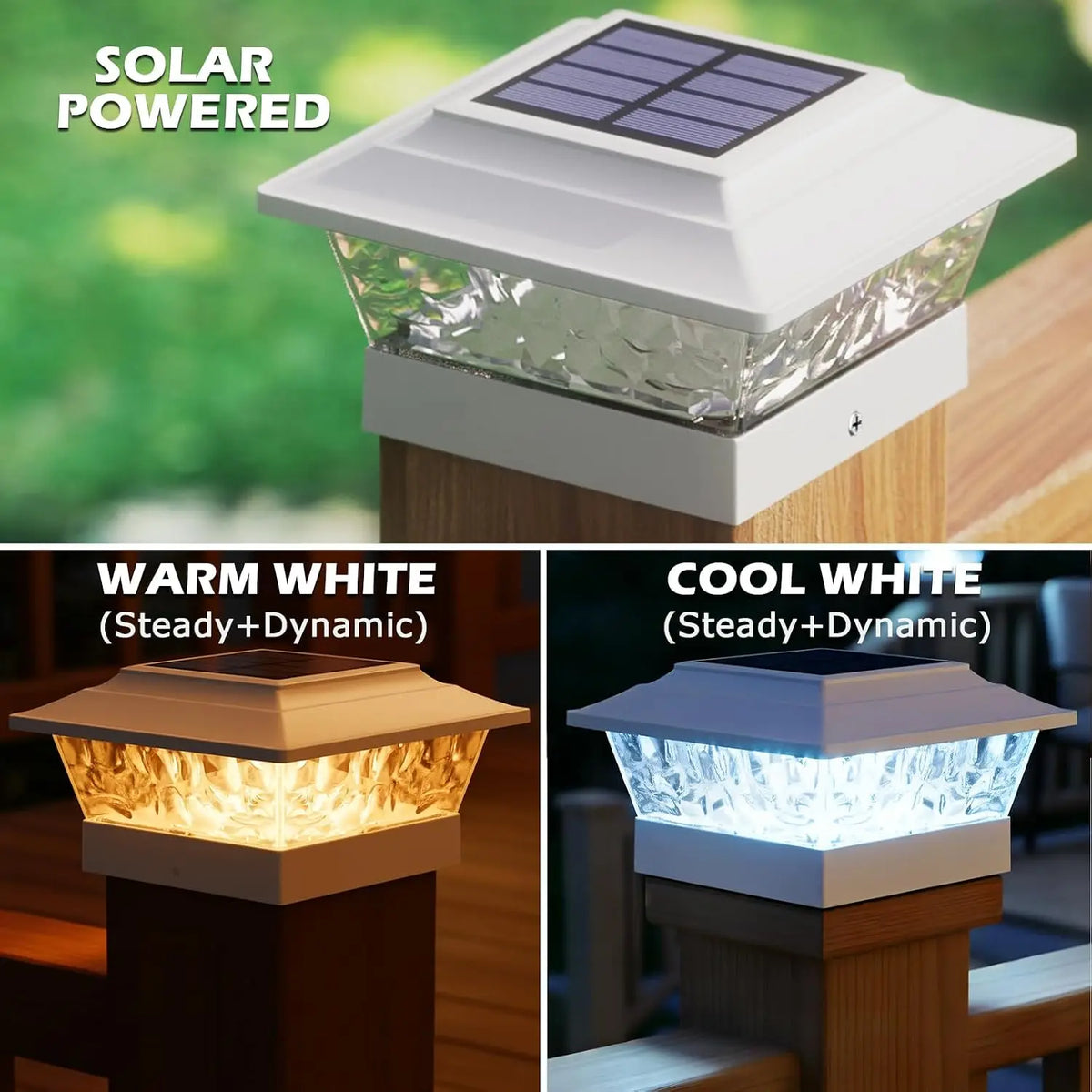Solar Post Cap Lights With 12 LEDs And Four Modes