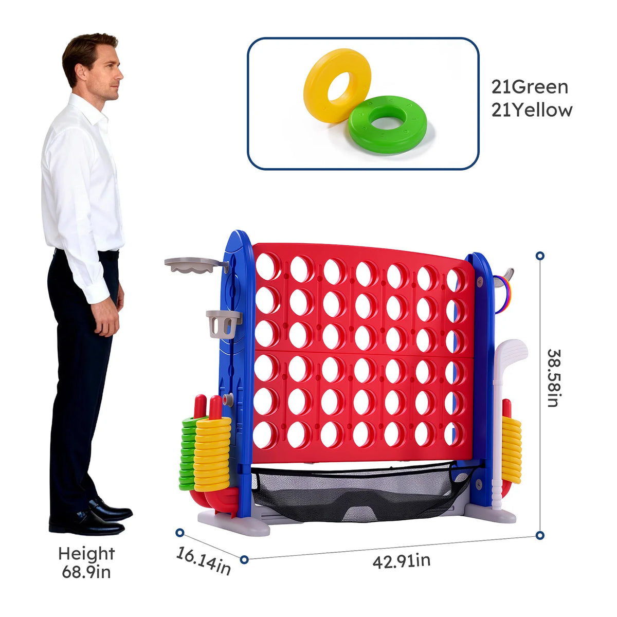 Versatile Outdoor Giant Connect Game Set Basketball Hoop Ring Toss