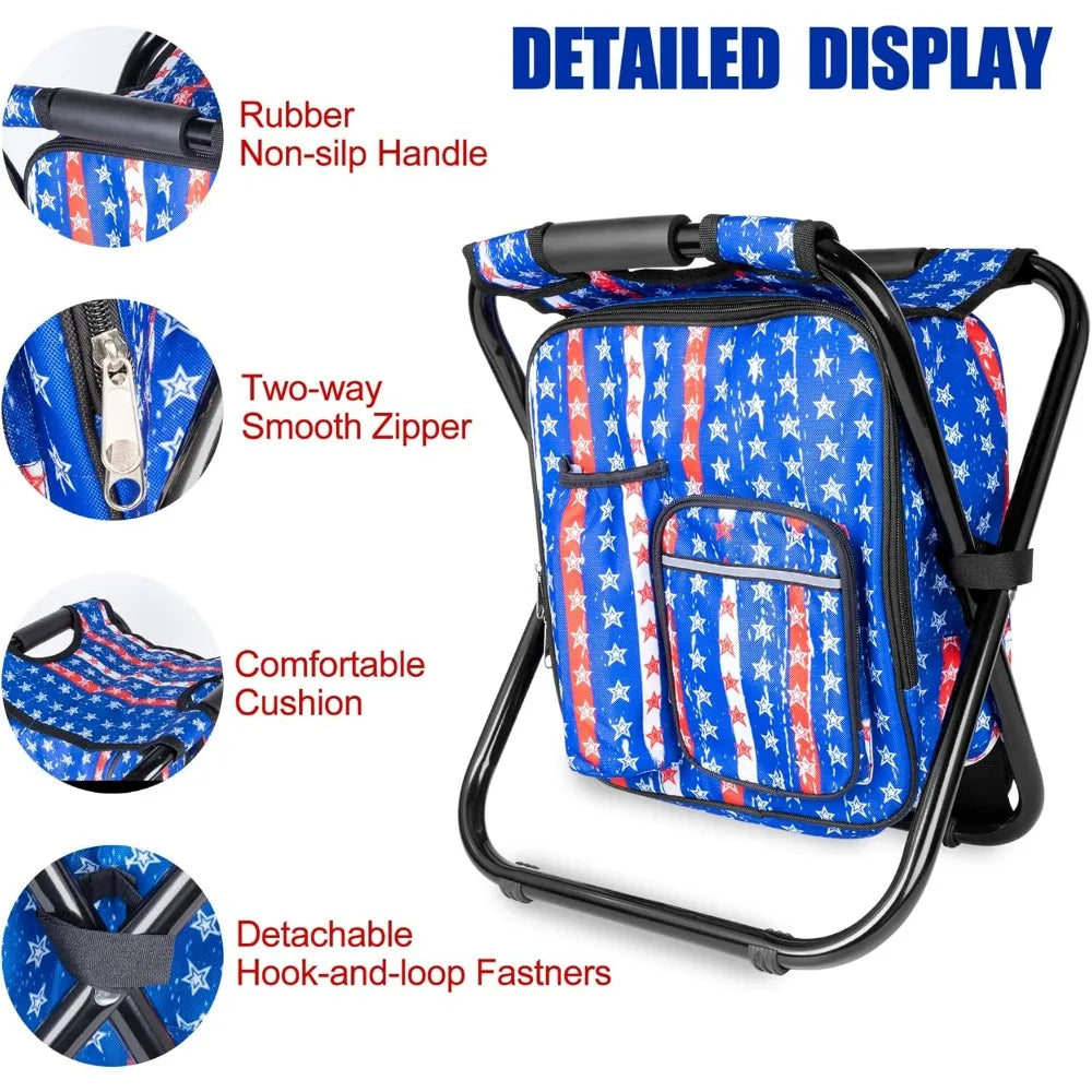 Heavy Duty 300 LB Folding Cooler Backpack Stool Lightweight Portable Camping Hunting Fishing Seat